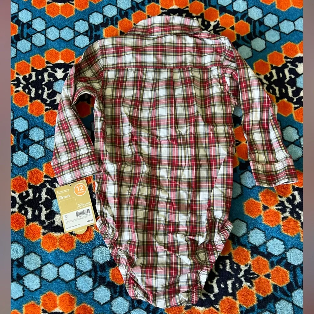 Carters Christmas Button Down Onesie Boys NEW NWT Christmas Plaid, Holiday Shirt